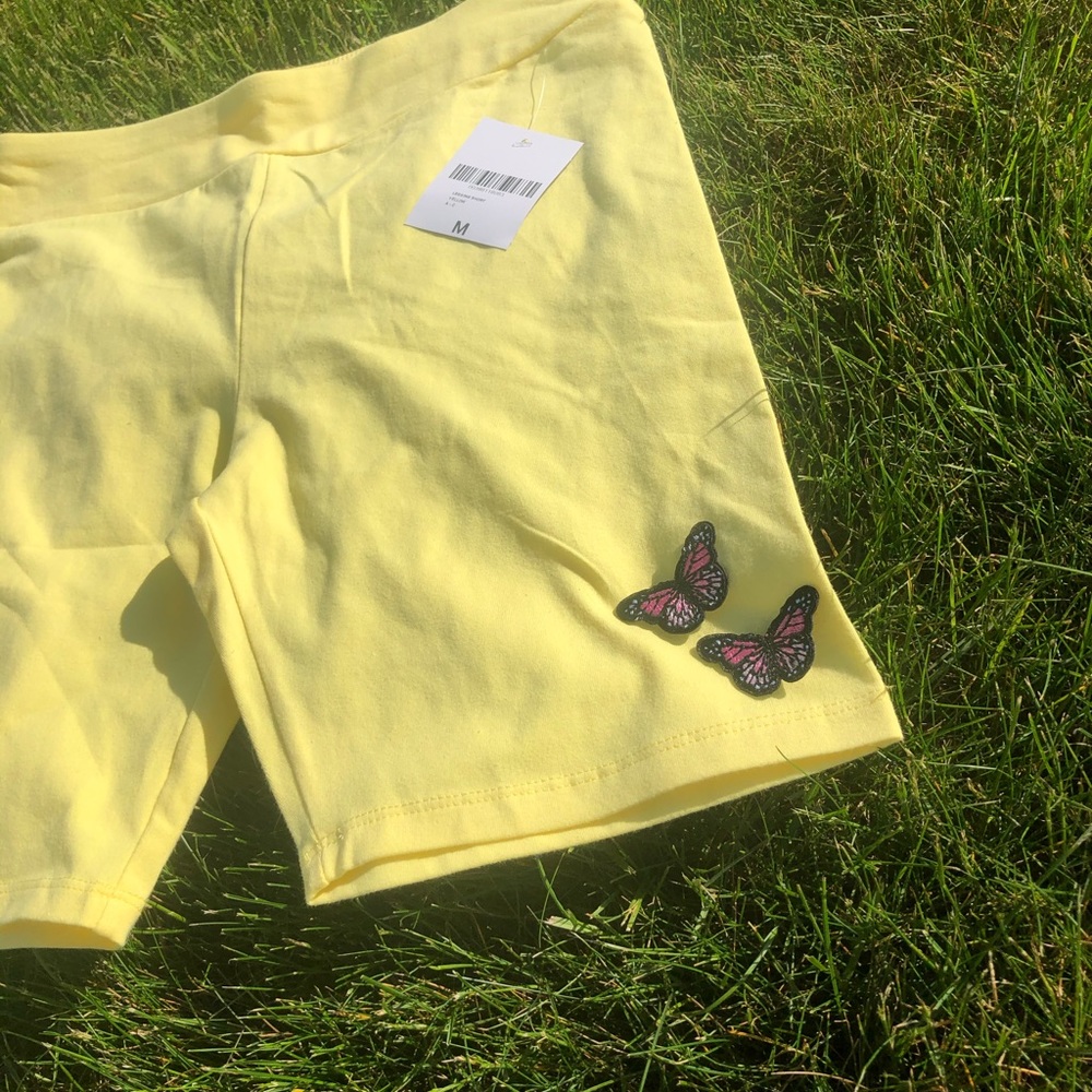 Yellow custom biker shorts